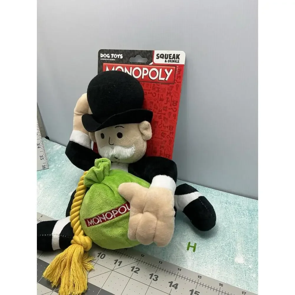 Hasbro Mr. Monopoly Mr. Money Bags  Squeaker & Crinkle Dog Toy Brand New‎